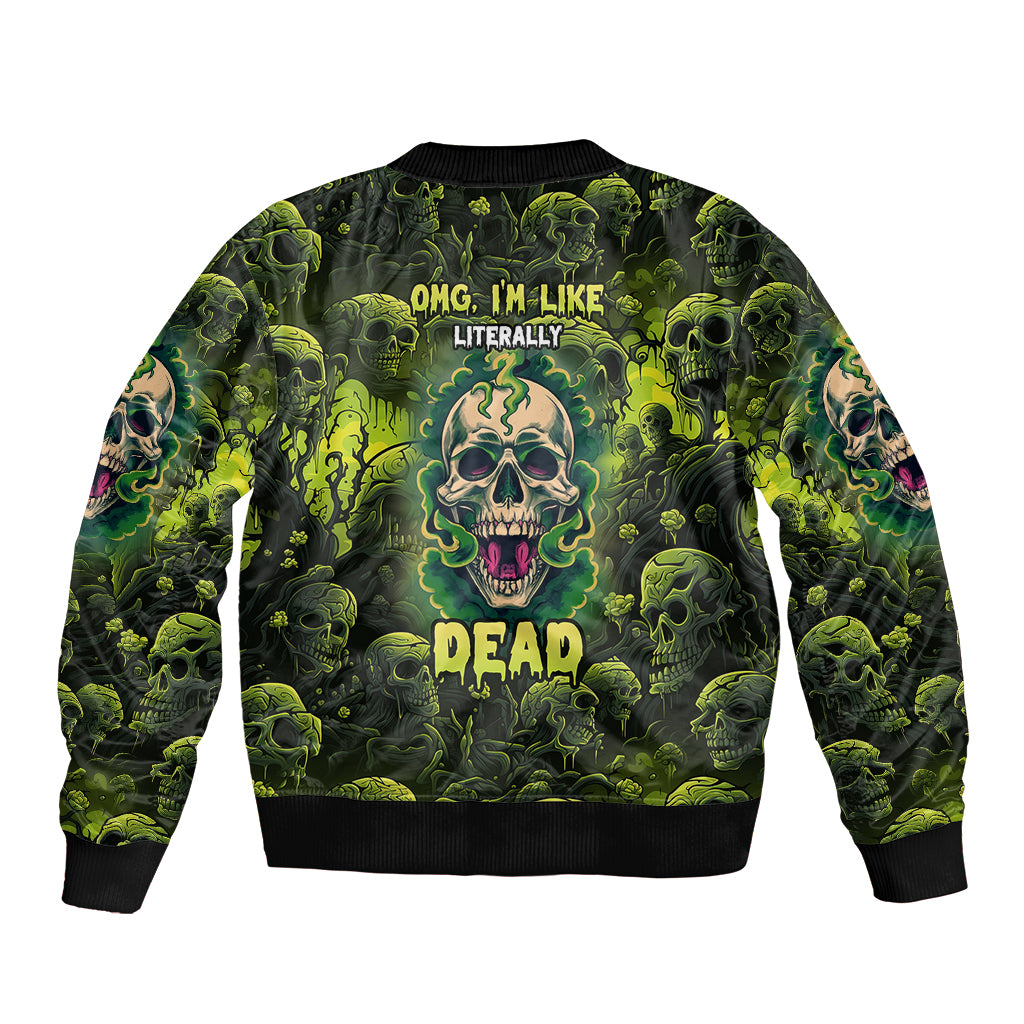 Zombie Skull Sleeve Zip Bomber Jacket I'm Like Literally Dead - Wonder Print Shop