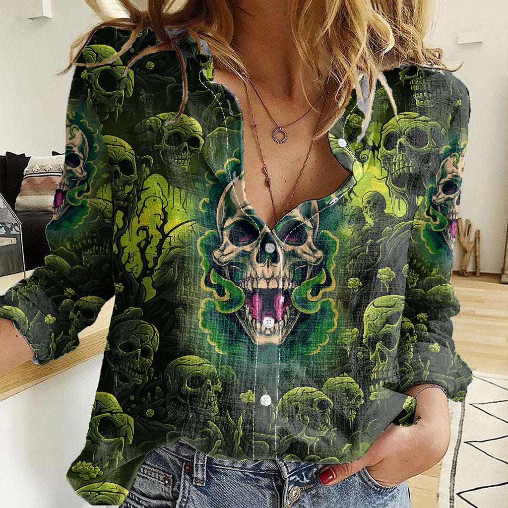 Zombie Skull Women Casual Shirt I'm Like Literally Dead - Wonder Print Shop