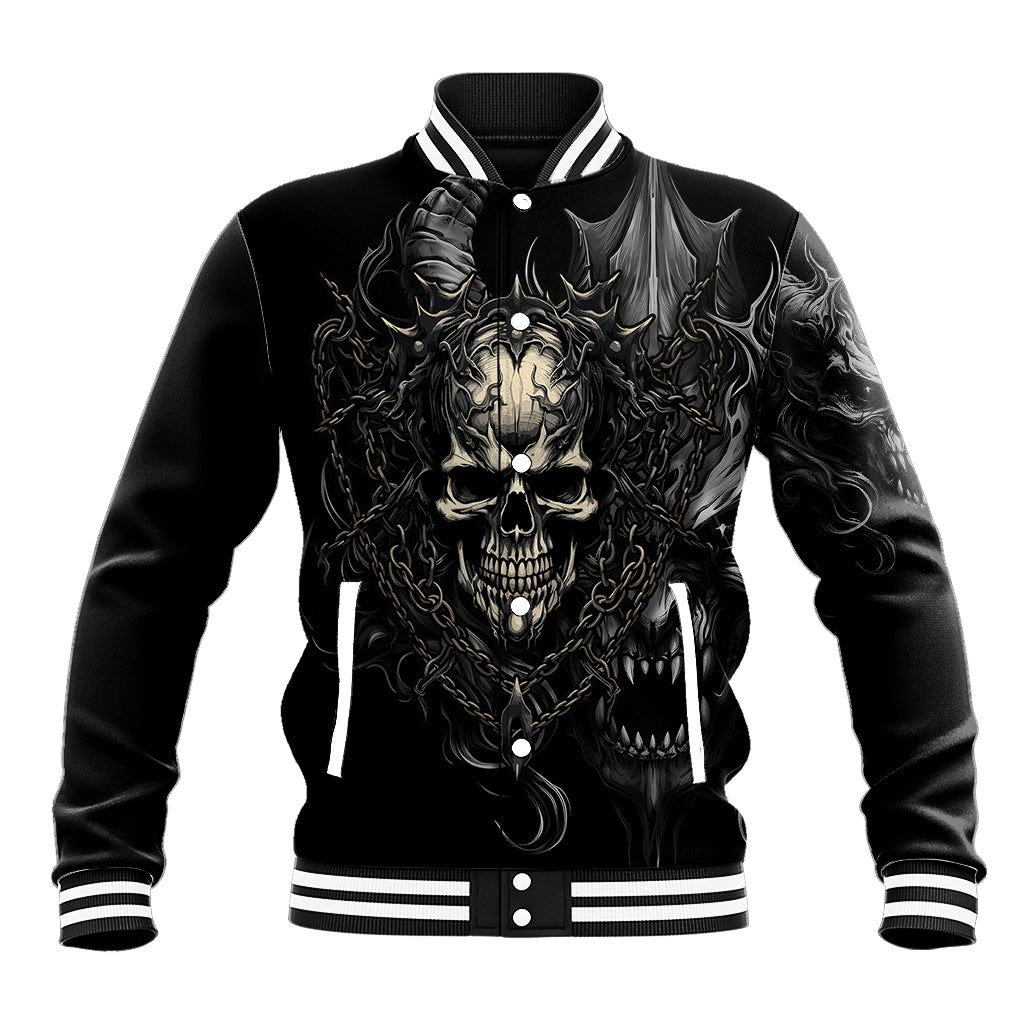 Skull Demon Fantasy Baseball Jacket Time To Unleash A Litte Hell - Wonder Print Shop