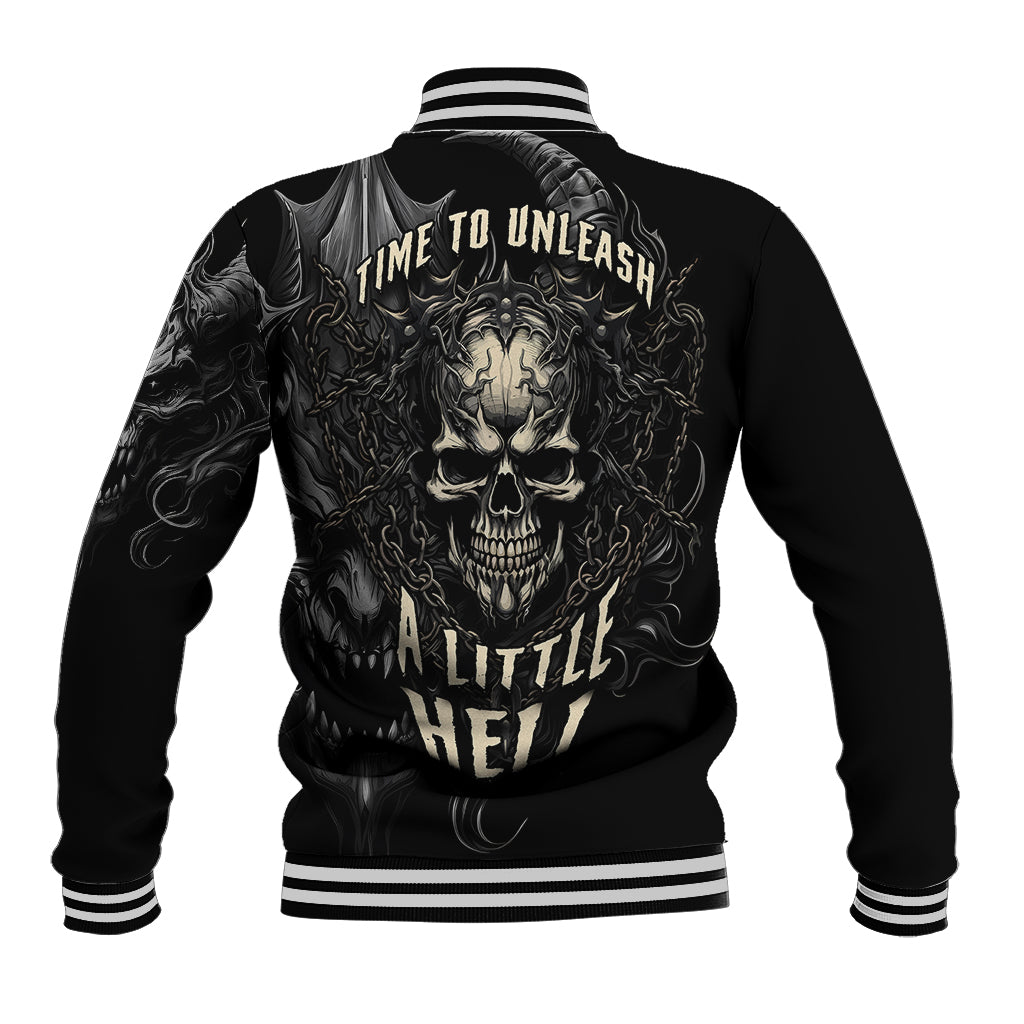 Skull Demon Fantasy Baseball Jacket Time To Unleash A Litte Hell - Wonder Print Shop