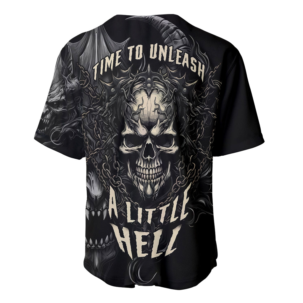 Skull Demon Fantasy Baseball Jersey Time To Unleash A Litte Hell - Wonder Print Shop
