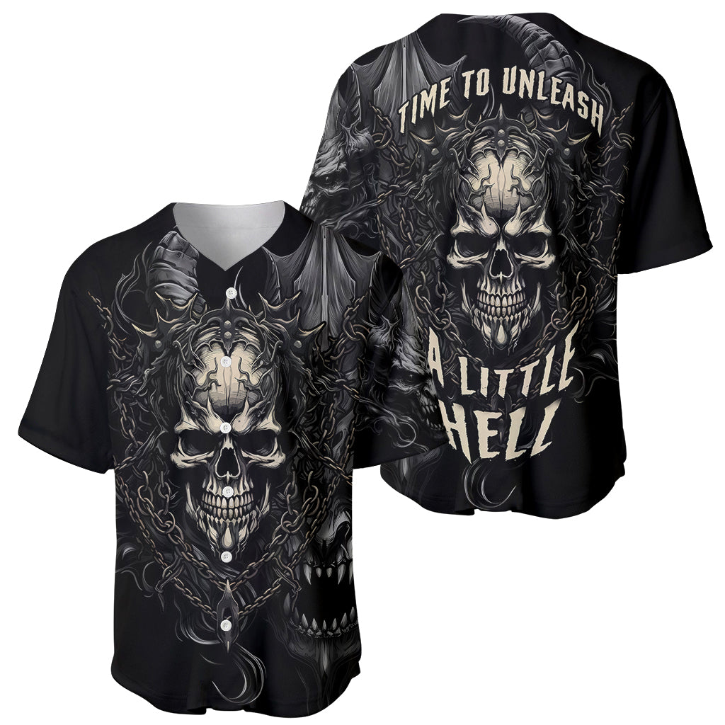 Skull Demon Fantasy Baseball Jersey Time To Unleash A Litte Hell - Wonder Print Shop
