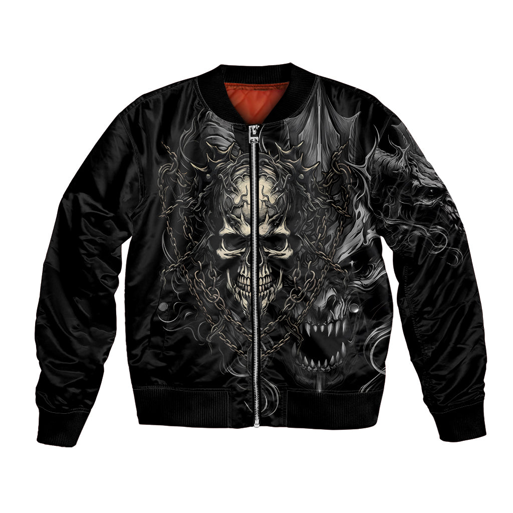 Skull Demon Fantasy Bomber Jacket Time To Unleash A Litte Hell - Wonder Print Shop