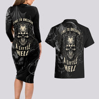 Skull Demon Fantasy Couples Matching Long Sleeve Bodycon Dress and Hawaiian Shirt Time To Unleash A Litte Hell - Wonder Print Shop