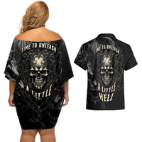 Skull Demon Fantasy Couples Matching Off Shoulder Short Dress and Hawaiian Shirt Time To Unleash A Litte Hell - Wonder Print Shop