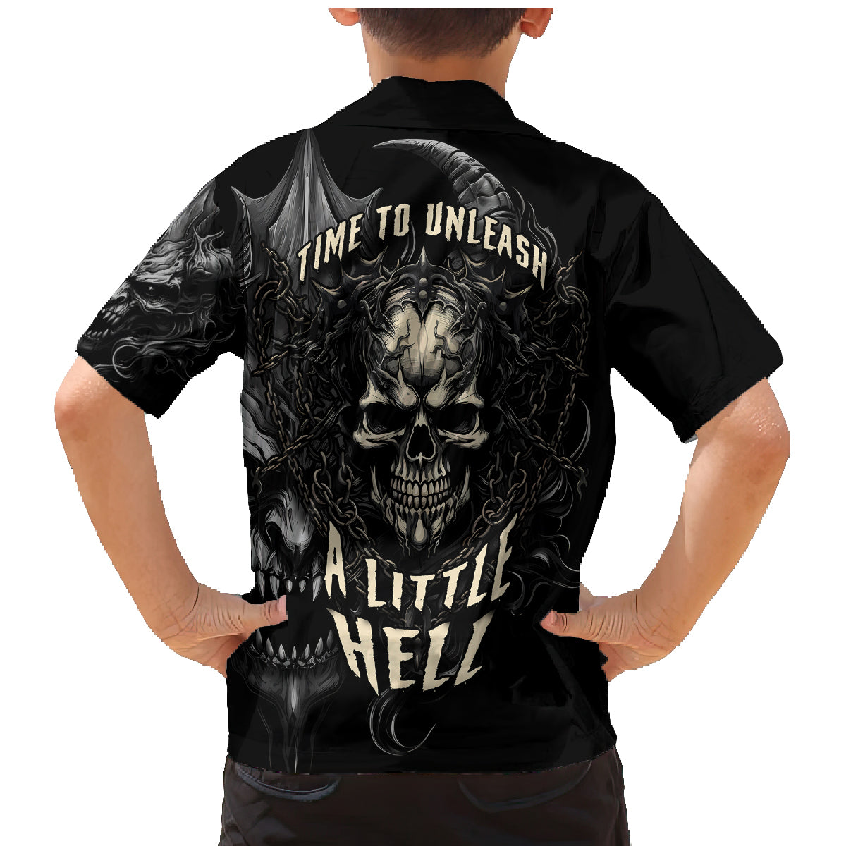 Skull Demon Fantasy Family Matching Mermaid Dress and Hawaiian Shirt Time To Unleash A Litte Hell - Wonder Print Shop