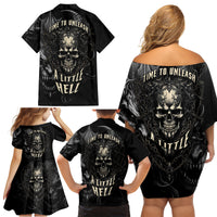 Skull Demon Fantasy Family Matching Off Shoulder Short Dress and Hawaiian Shirt Time To Unleash A Litte Hell - Wonder Print Shop