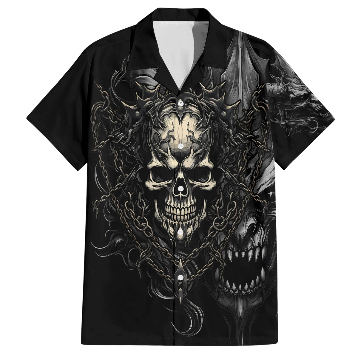 Skull Demon Fantasy Family Matching Short Sleeve Bodycon Dress and Hawaiian Shirt Time To Unleash A Litte Hell - Wonder Print Shop