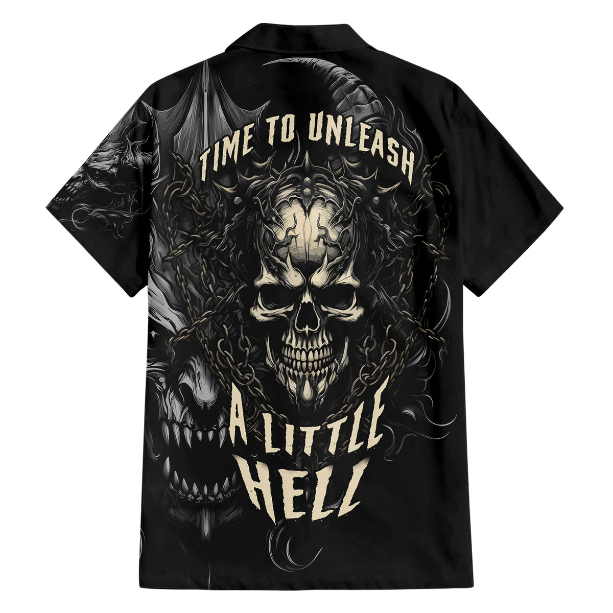 Skull Demon Fantasy Family Matching Short Sleeve Bodycon Dress and Hawaiian Shirt Time To Unleash A Litte Hell - Wonder Print Shop