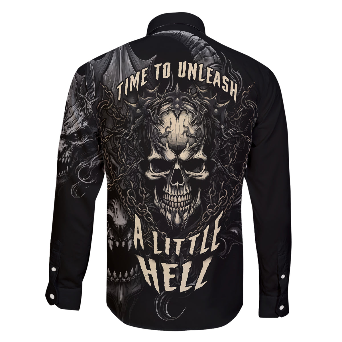 Skull Demon Fantasy Family Matching Short Sleeve Bodycon Dress and Hawaiian Shirt Time To Unleash A Litte Hell - Wonder Print Shop