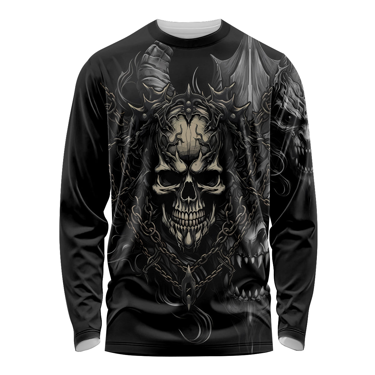 Skull Demon Fantasy Long Sleeve Shirt Time To Unleash A Litte Hell - Wonder Print Shop