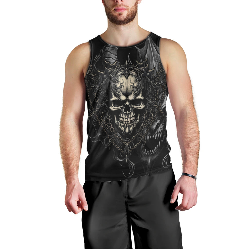 Skull Demon Fantasy Men Tank Top Time To Unleash A Litte Hell - Wonder Print Shop