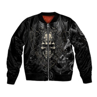 Skull Demon Fantasy Sleeve Zip Bomber Jacket Time To Unleash A Litte Hell - Wonder Print Shop