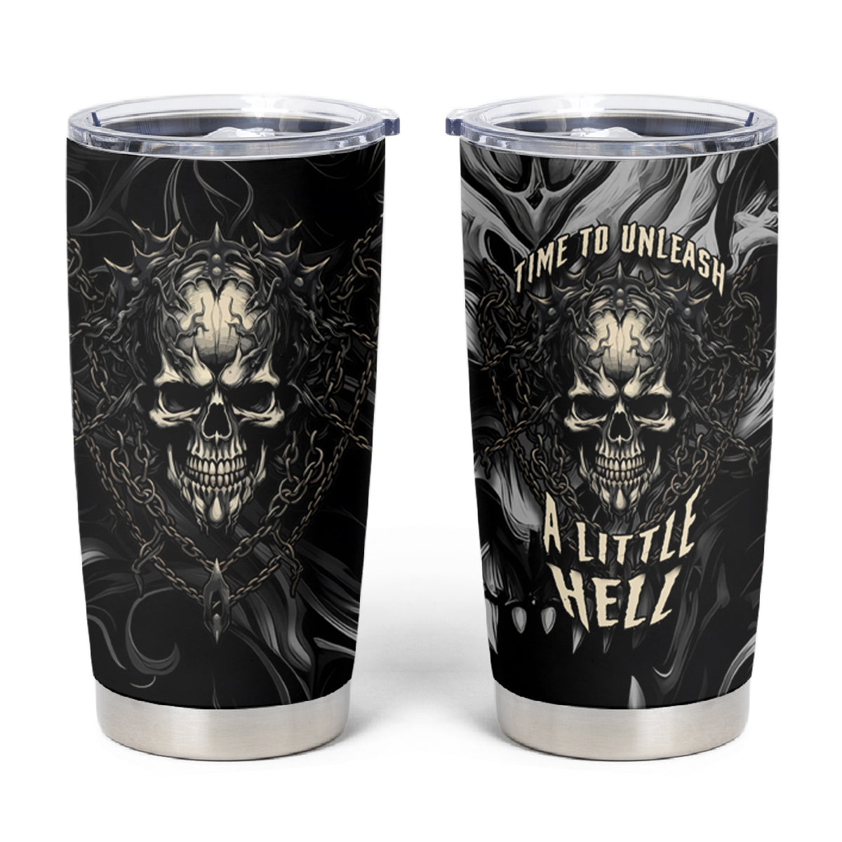 Skull Demon Fantasy Tumbler Cup Time To Unleash A Litte Hell - Wonder Print Shop