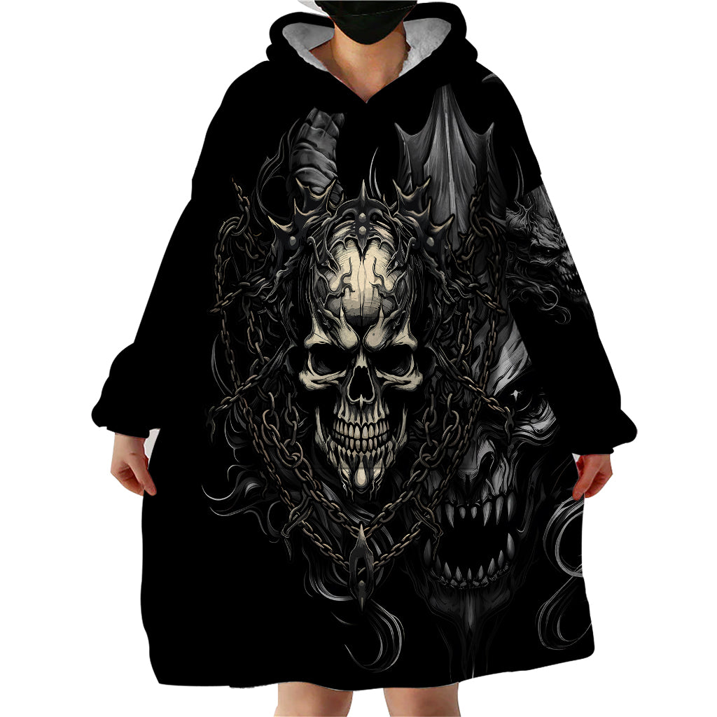 Skull Demon Fantasy Wearable Blanket Hoodie Time To Unleash A Litte Hell - Wonder Print Shop