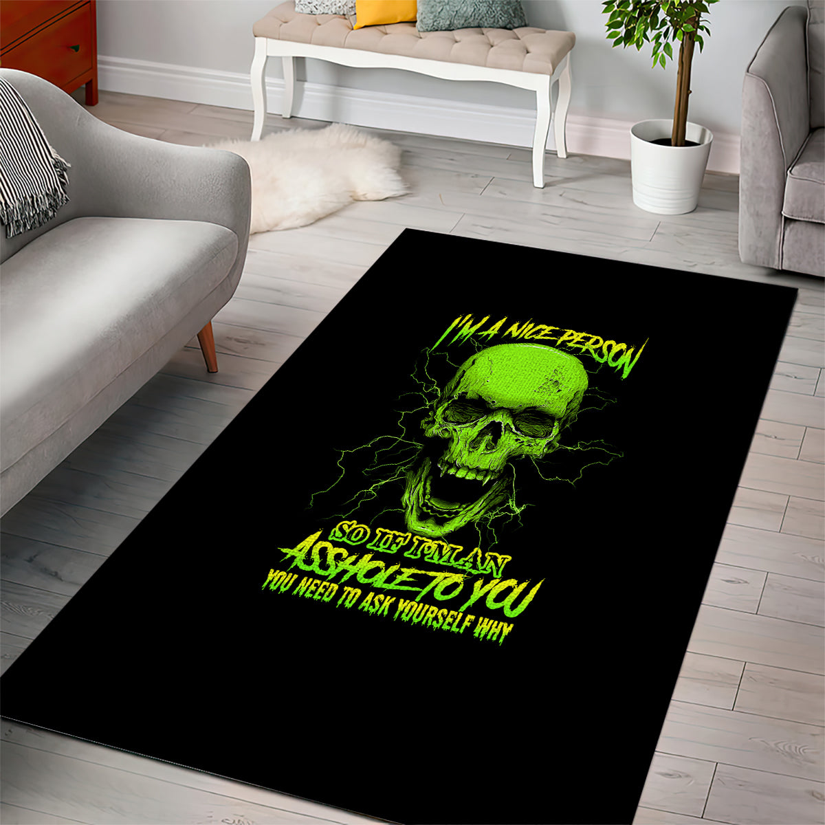 I'm A Nice Person Skull Area Rug - Wonder Print Shop