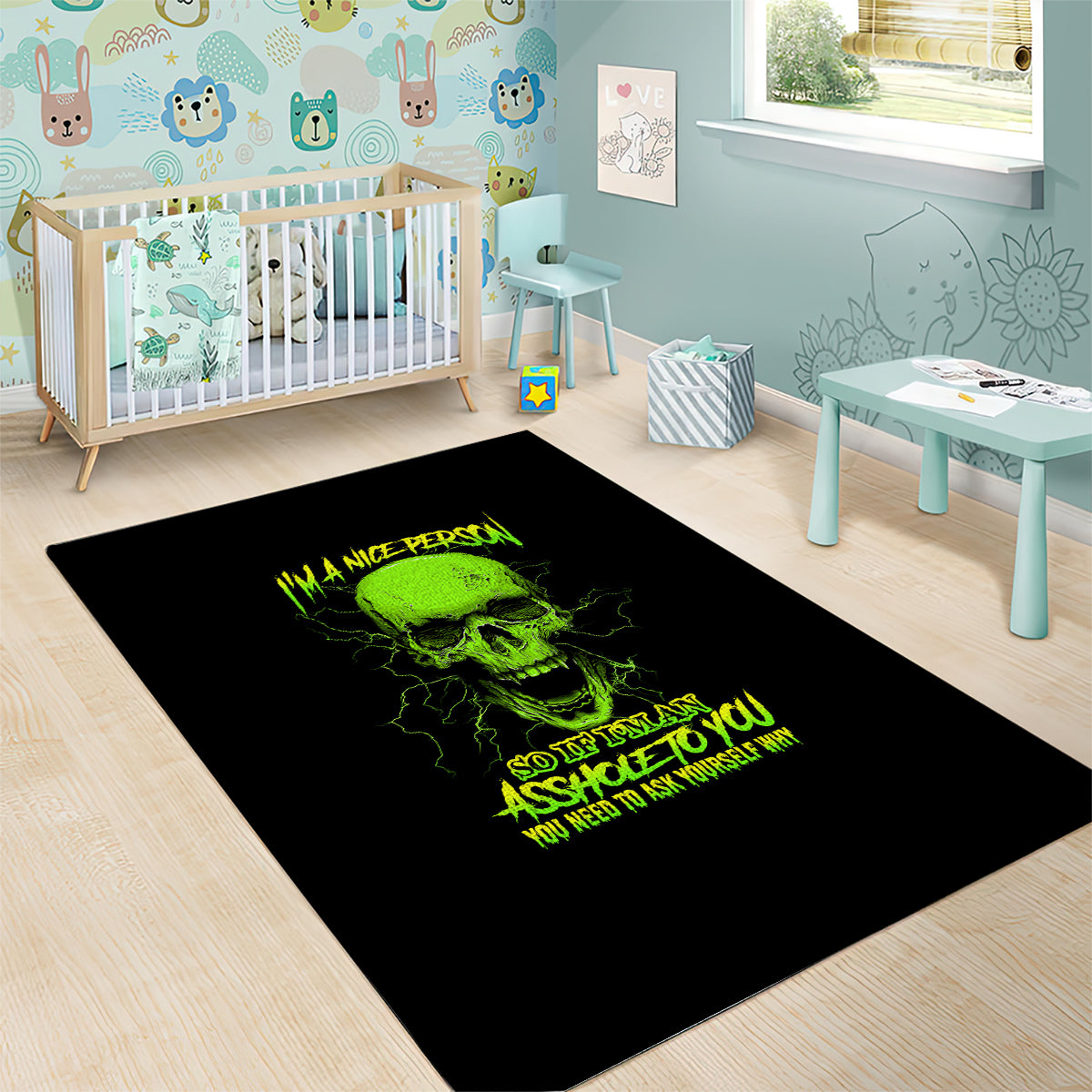 I'm A Nice Person Skull Area Rug - Wonder Print Shop