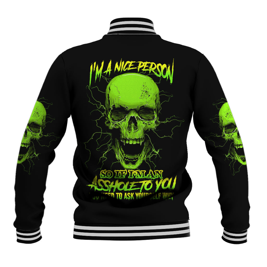 I'm A Nice Person Skull Baseball Jacket - Wonder Print Shop