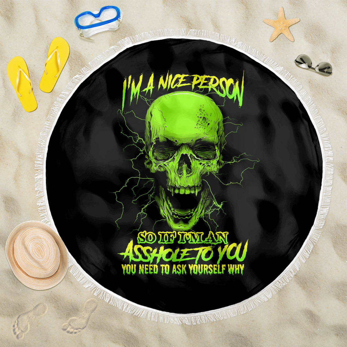 I'm A Nice Person Skull Beach Blanket - Wonder Print Shop