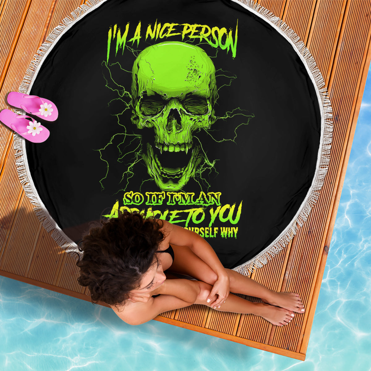 I'm A Nice Person Skull Beach Blanket - Wonder Print Shop