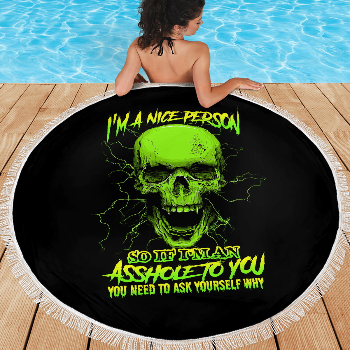 I'm A Nice Person Skull Beach Blanket - Wonder Print Shop