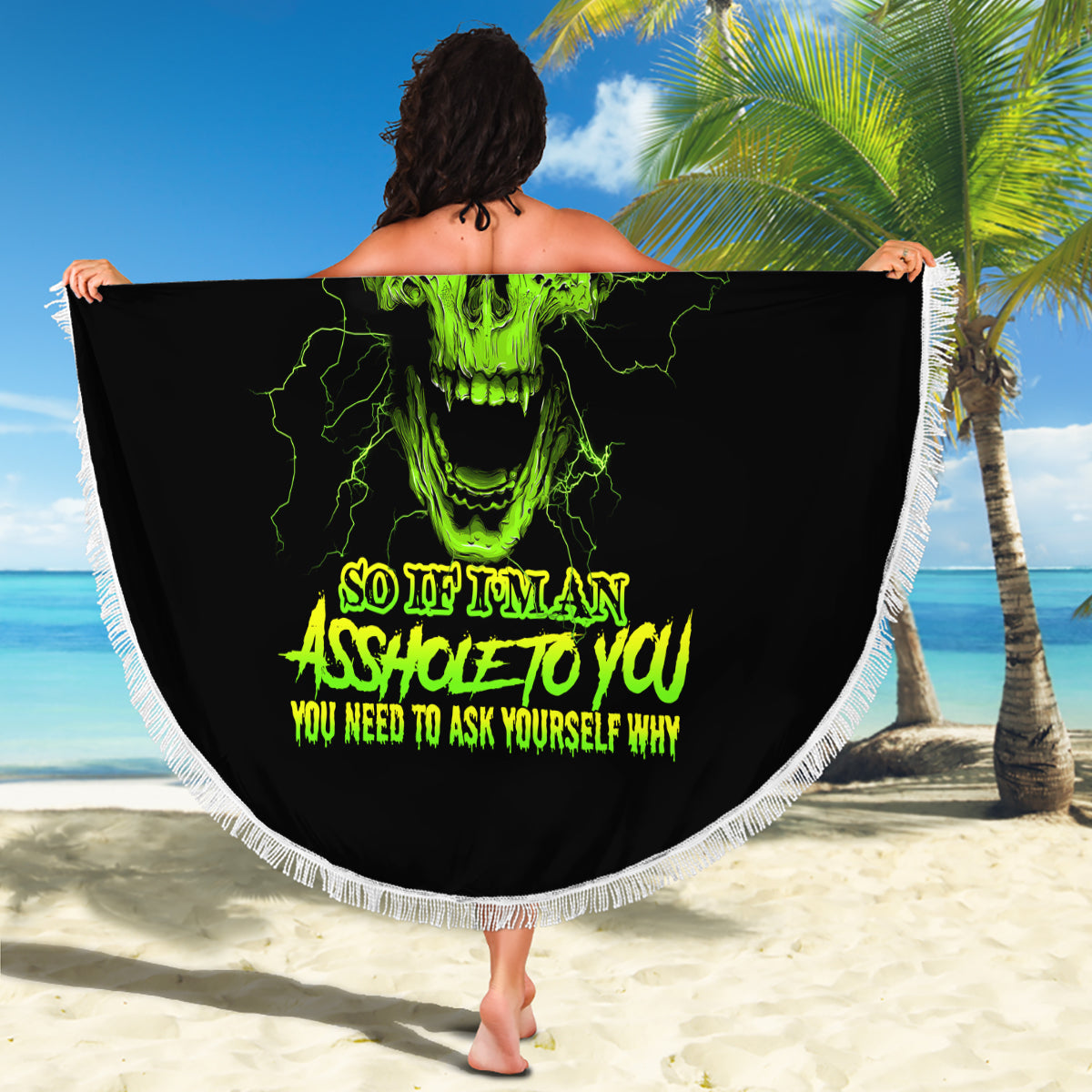 I'm A Nice Person Skull Beach Blanket - Wonder Print Shop