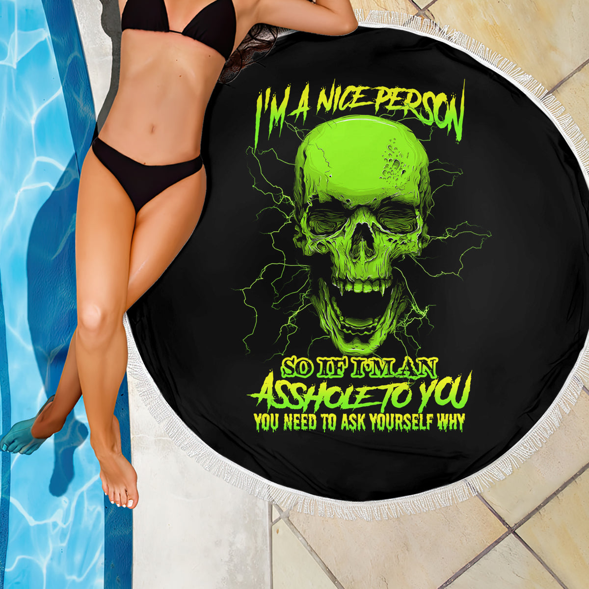 I'm A Nice Person Skull Beach Blanket - Wonder Print Shop