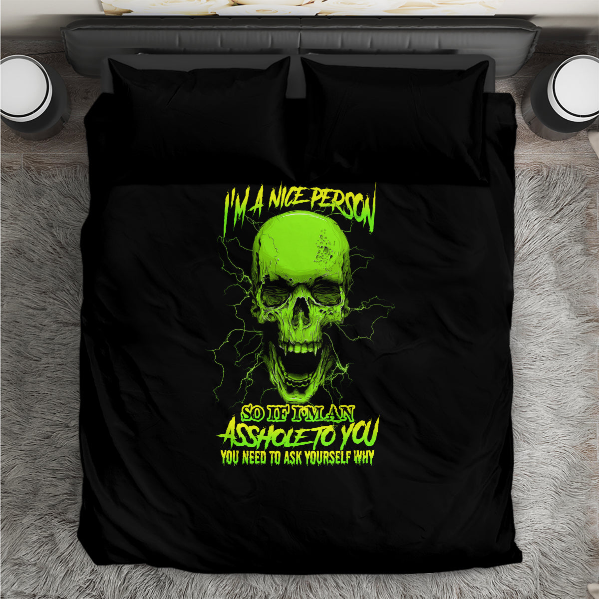 I'm A Nice Person Skull Bedding Set - Wonder Print Shop