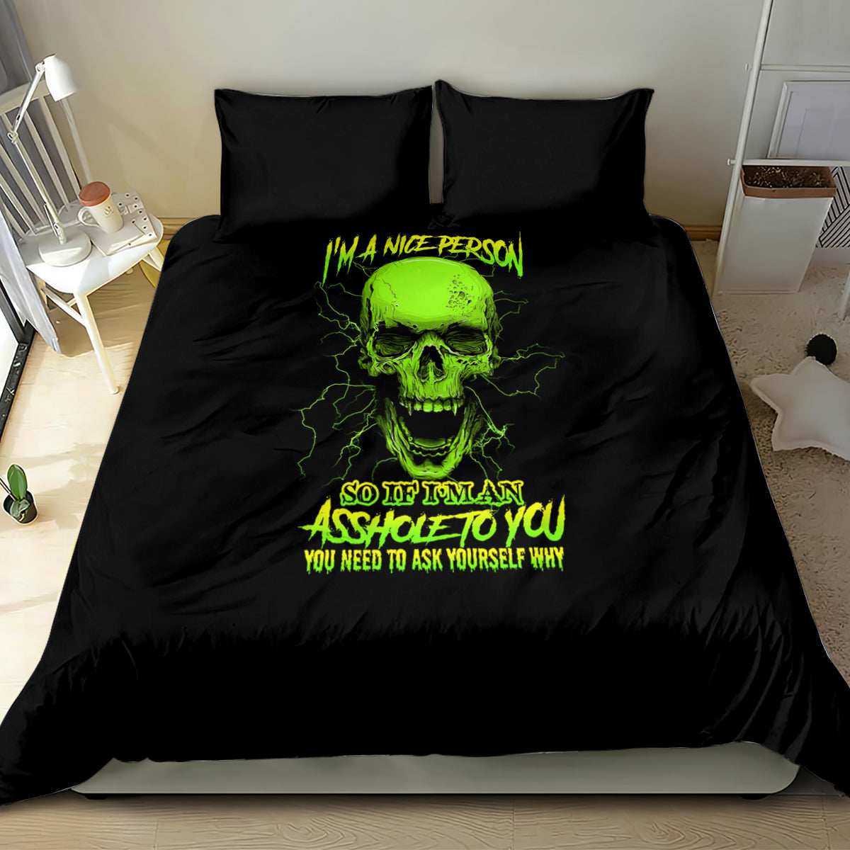 I'm A Nice Person Skull Bedding Set - Wonder Print Shop