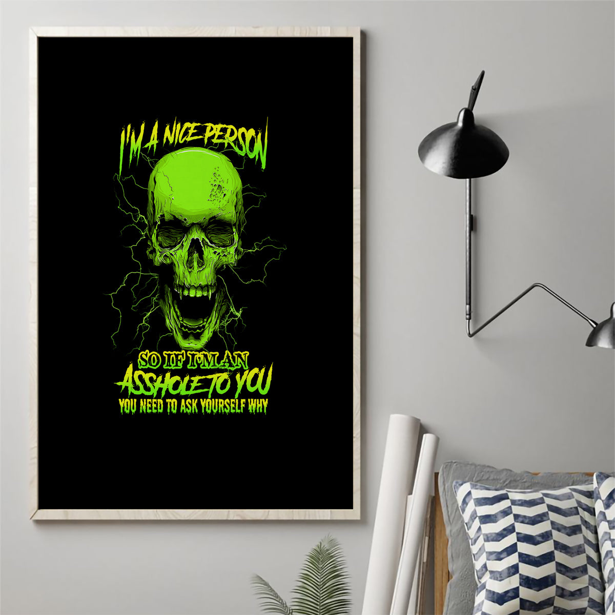 I'm A Nice Person Skull Canvas Wall Art - Wonder Print Shop