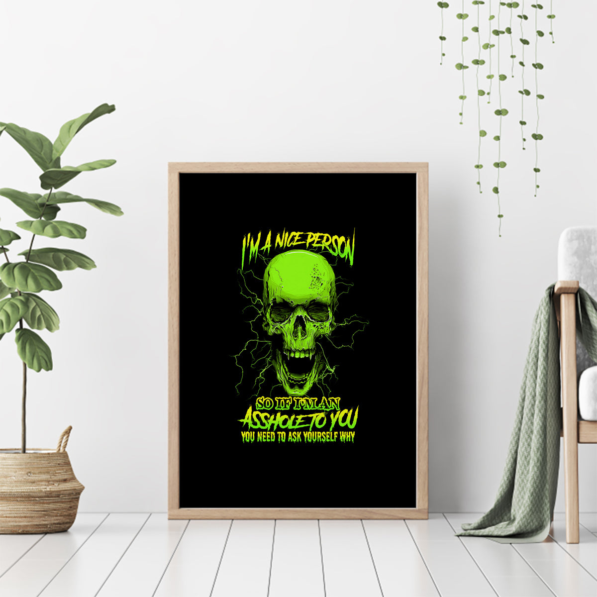 I'm A Nice Person Skull Canvas Wall Art - Wonder Print Shop