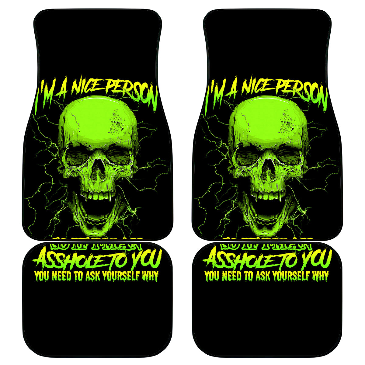 I'm A Nice Person Skull Car Mats - Wonder Print Shop