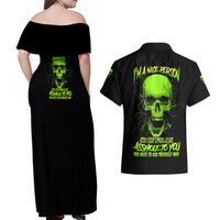 I'm A Nice Person Skull Couples Matching Off Shoulder Maxi Dress and Hawaiian Shirt - Wonder Print Shop