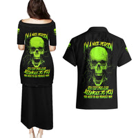 I'm A Nice Person Skull Couples Matching Puletasi Dress and Hawaiian Shirt - Wonder Print Shop