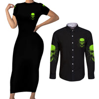 I'm A Nice Person Skull Couples Matching Short Sleeve Bodycon Dress and Long Sleeve Button Shirt - Wonder Print Shop