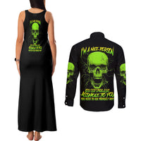 I'm A Nice Person Skull Couples Matching Tank Maxi Dress and Long Sleeve Button Shirt - Wonder Print Shop