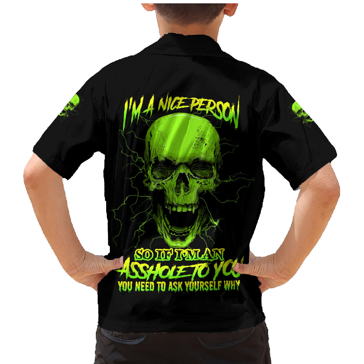 I'm A Nice Person Skull Family Matching Mermaid Dress and Hawaiian Shirt - Wonder Print Shop