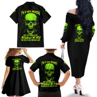 I'm A Nice Person Skull Family Matching Off Shoulder Long Sleeve Dress and Hawaiian Shirt - Wonder Print Shop