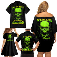 I'm A Nice Person Skull Family Matching Off Shoulder Short Dress and Hawaiian Shirt - Wonder Print Shop