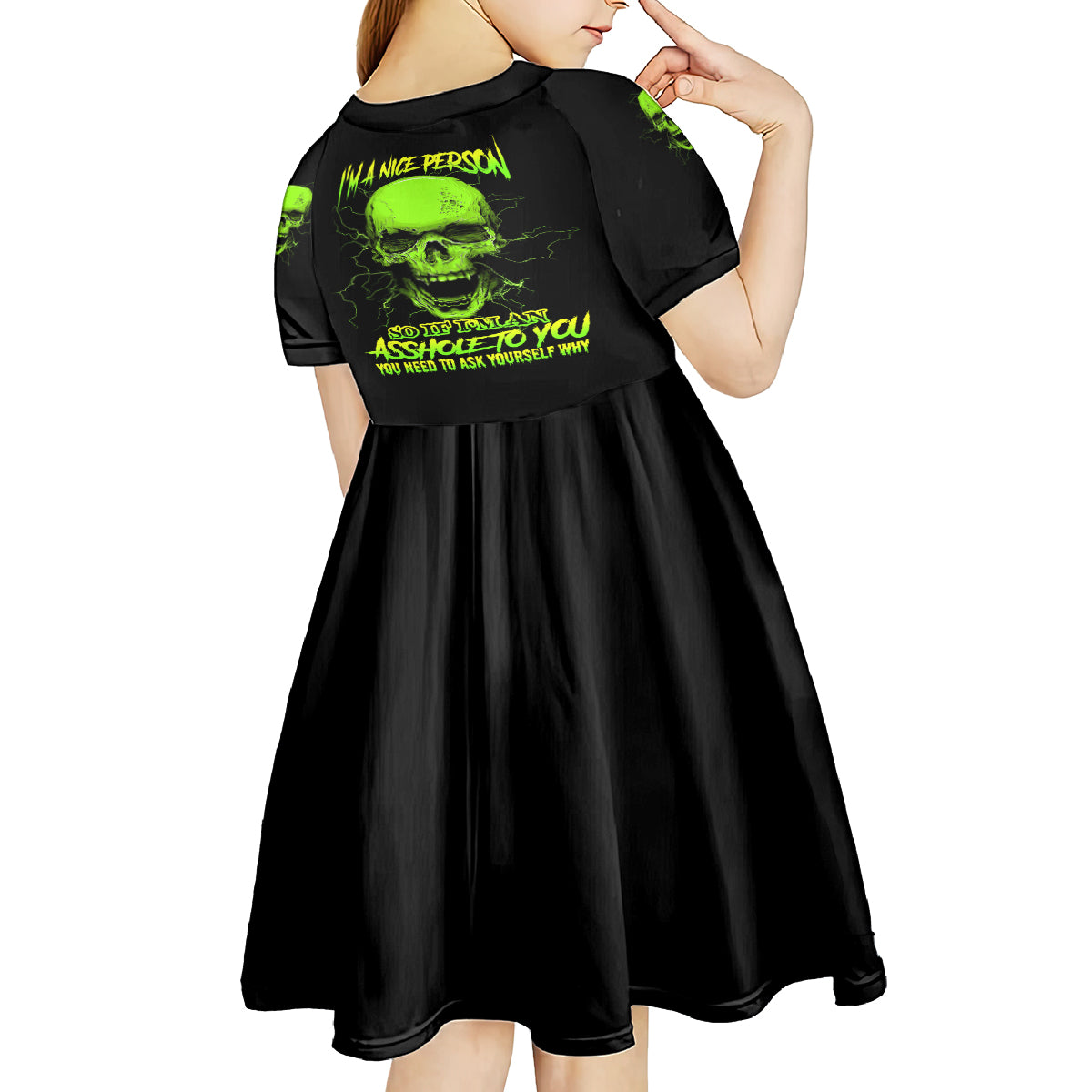 I'm A Nice Person Skull Kid Short Sleeve Dress - Wonder Print Shop