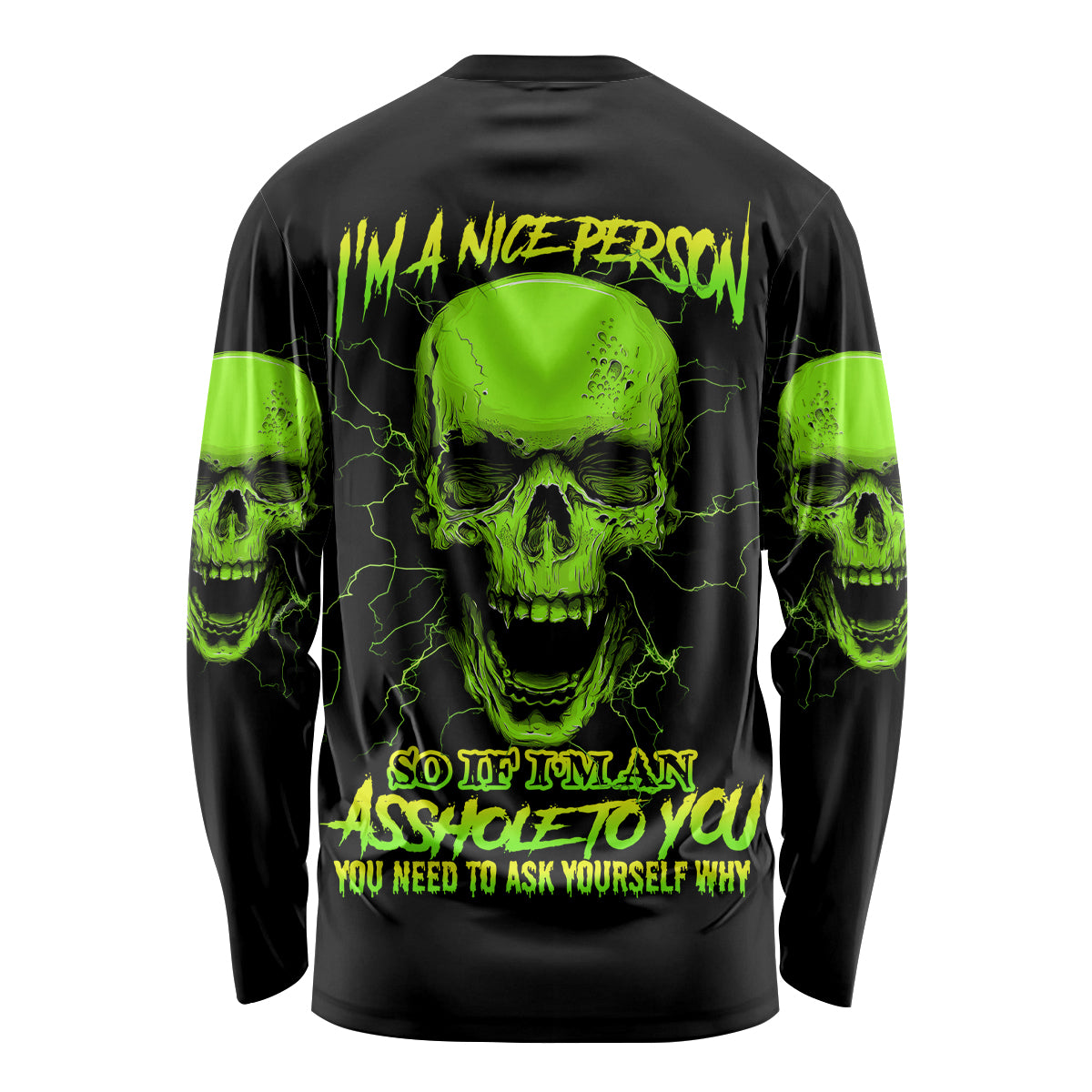 I'm A Nice Person Skull Long Sleeve Shirt - Wonder Print Shop