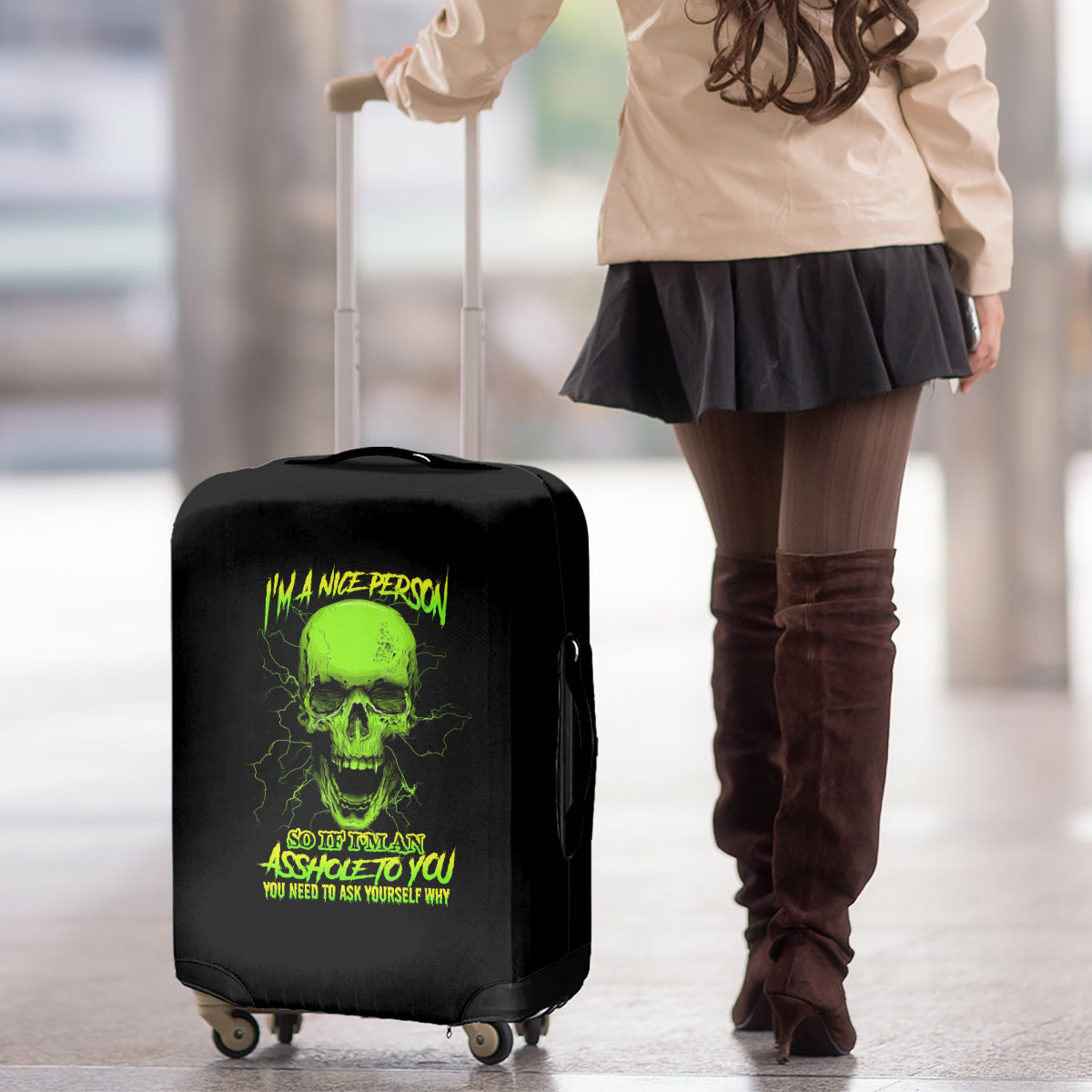 I'm A Nice Person Skull Luggage Cover - Wonder Print Shop