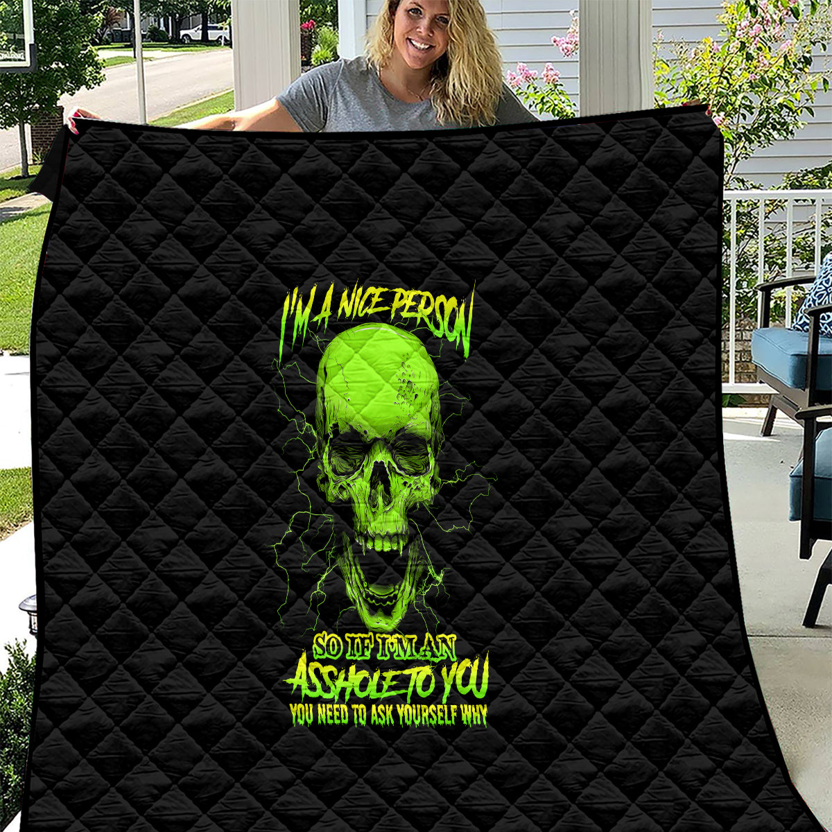 I'm A Nice Person Skull Quilt - Wonder Print Shop