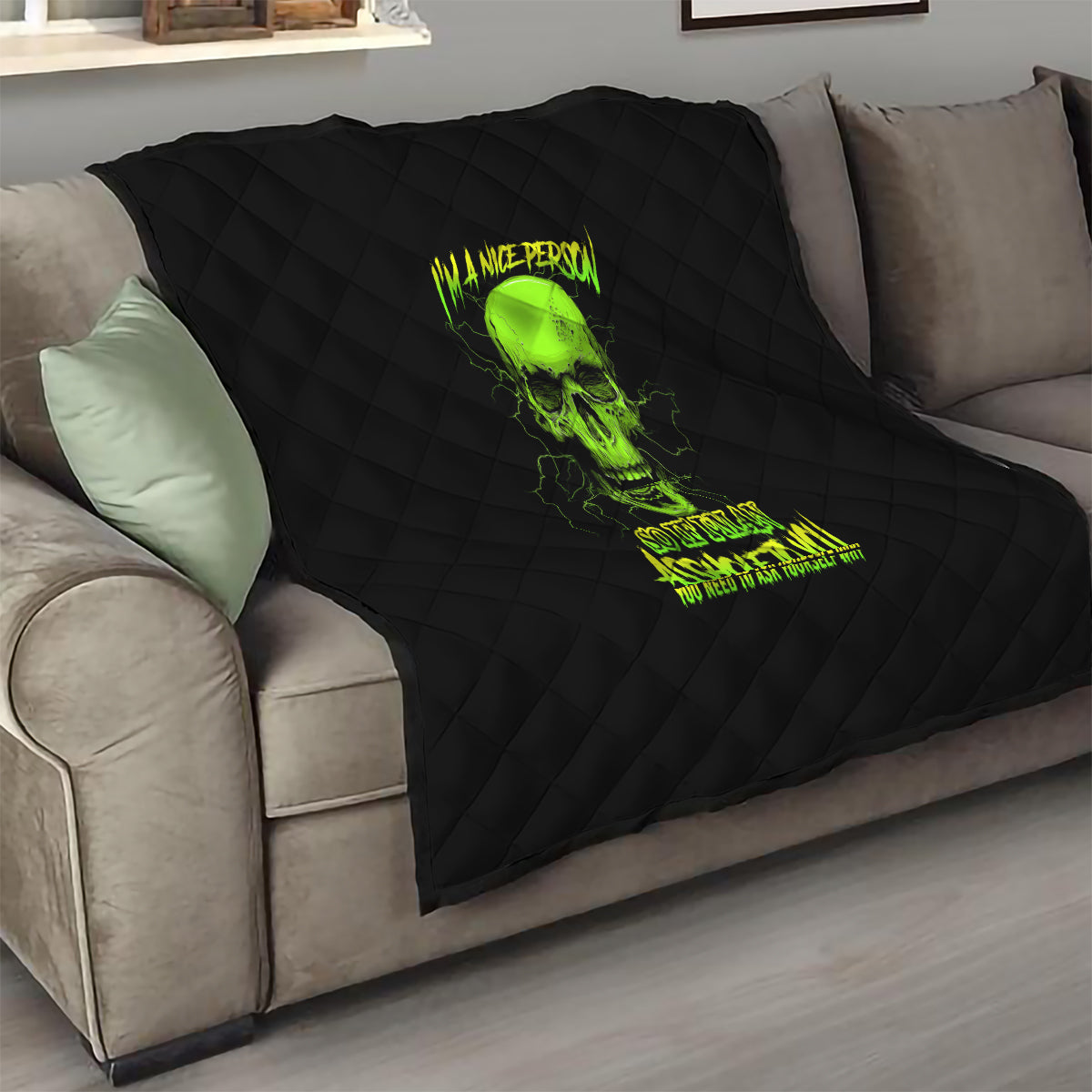 I'm A Nice Person Skull Quilt - Wonder Print Shop