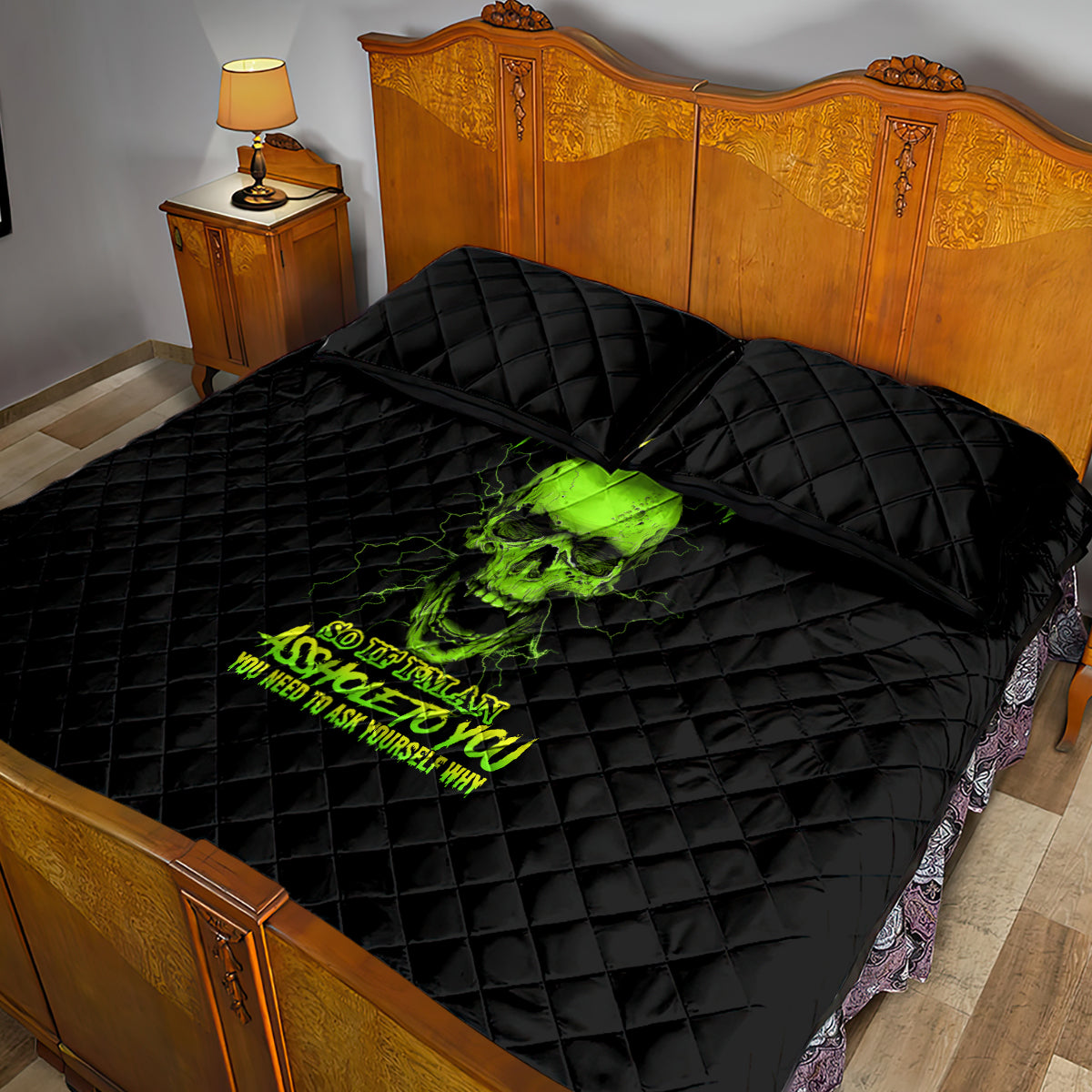 I'm A Nice Person Skull Quilt Bed Set - Wonder Print Shop