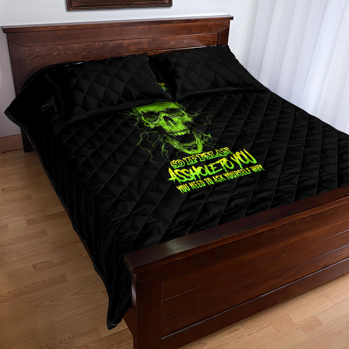 I'm A Nice Person Skull Quilt Bed Set - Wonder Print Shop