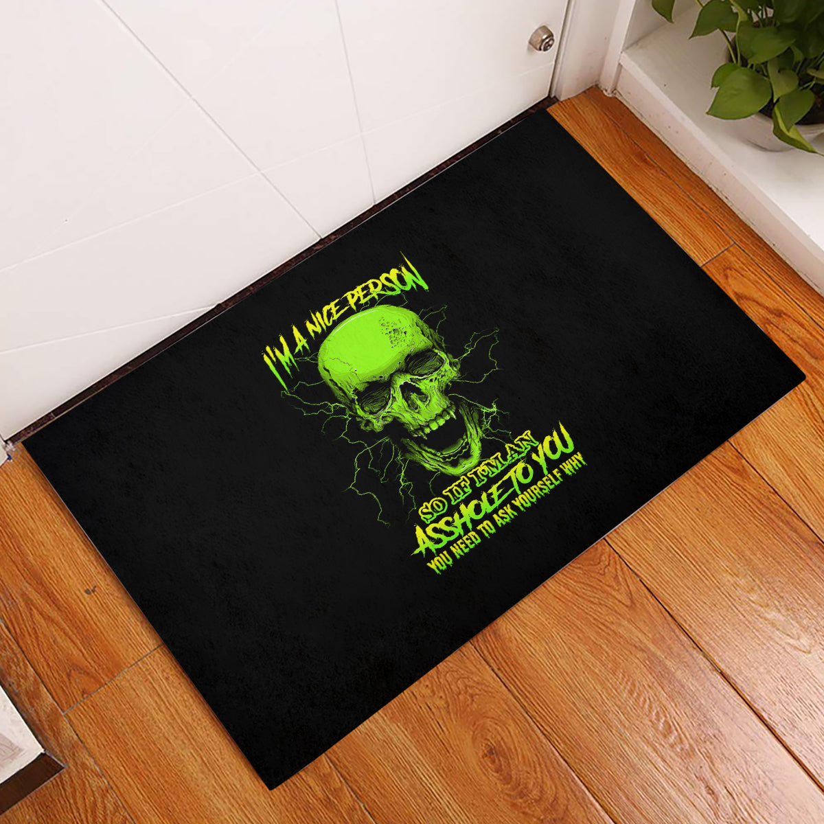I'm A Nice Person Skull Rubber Doormat - Wonder Print Shop