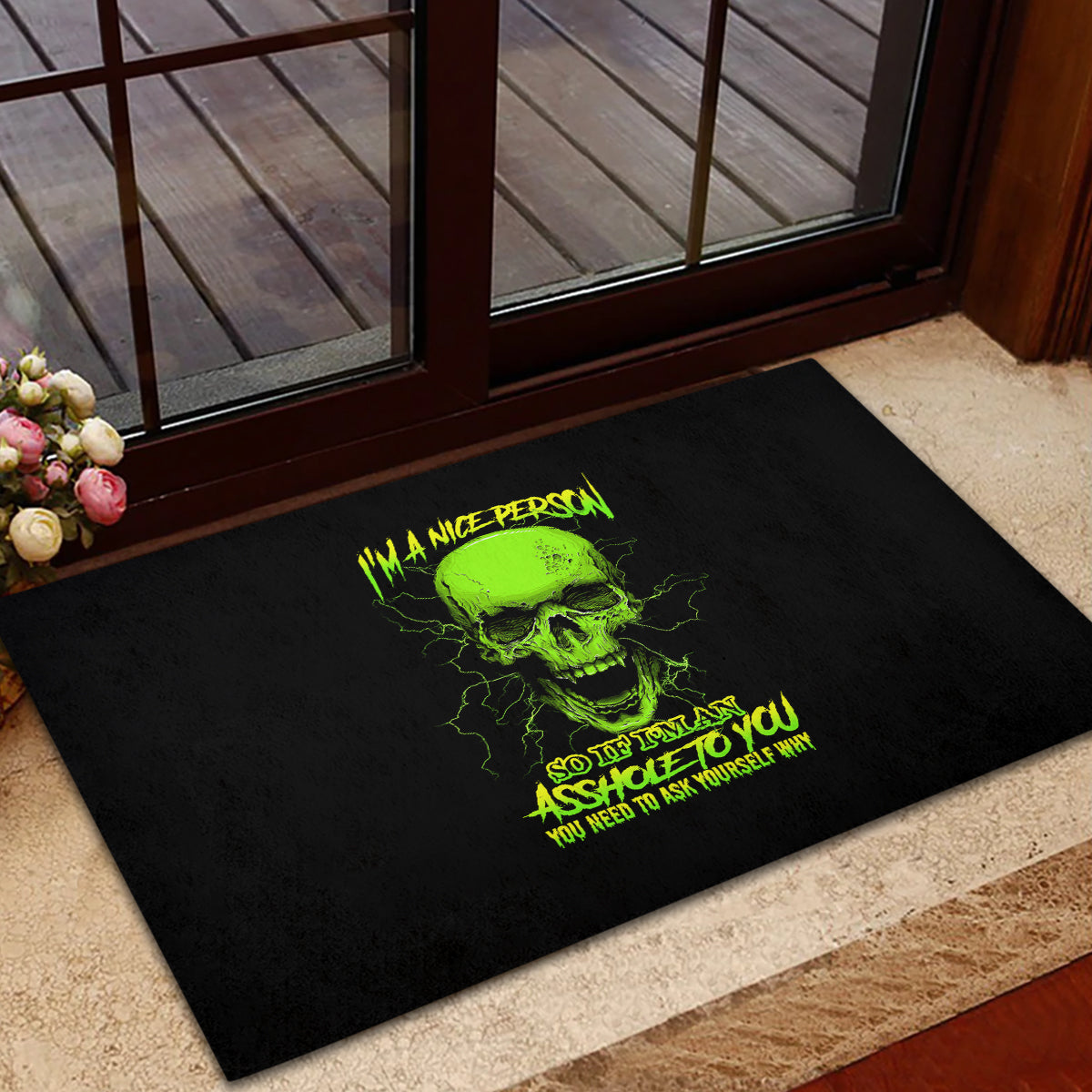 I'm A Nice Person Skull Rubber Doormat - Wonder Print Shop