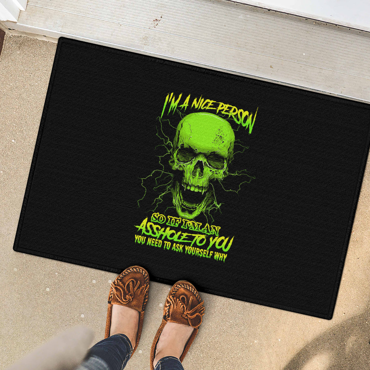 I'm A Nice Person Skull Rubber Doormat - Wonder Print Shop