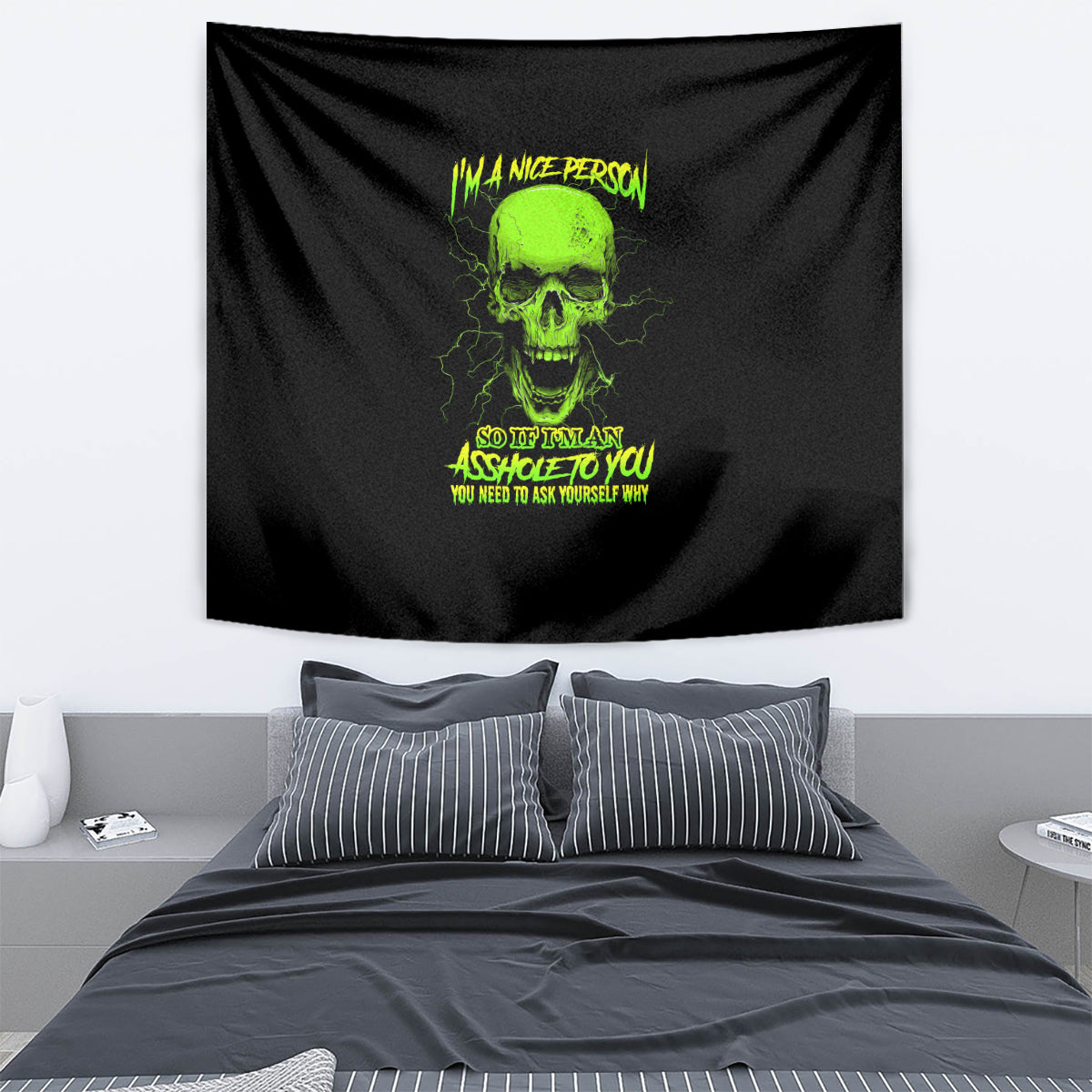 I'm A Nice Person Skull Tapestry - Wonder Print Shop